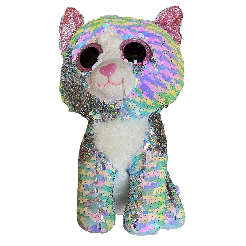 TY Flippables WHIMSY The Cat Plush Sequin Beanie Boo EUC